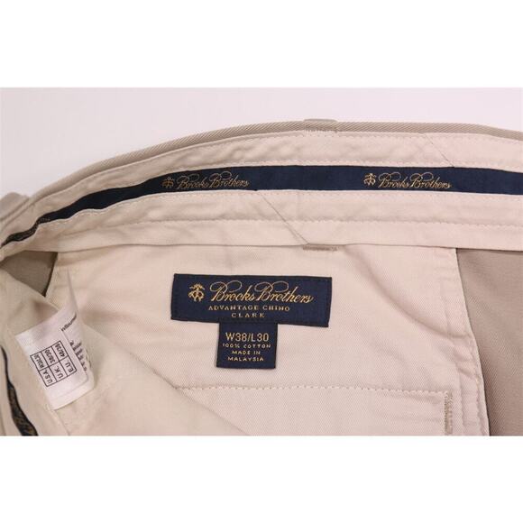 Brooks Brothers Advantage Chino * Lot of 2 * Khaki Flat Front Cotton Pants 38x30 - Picture 14 of 15